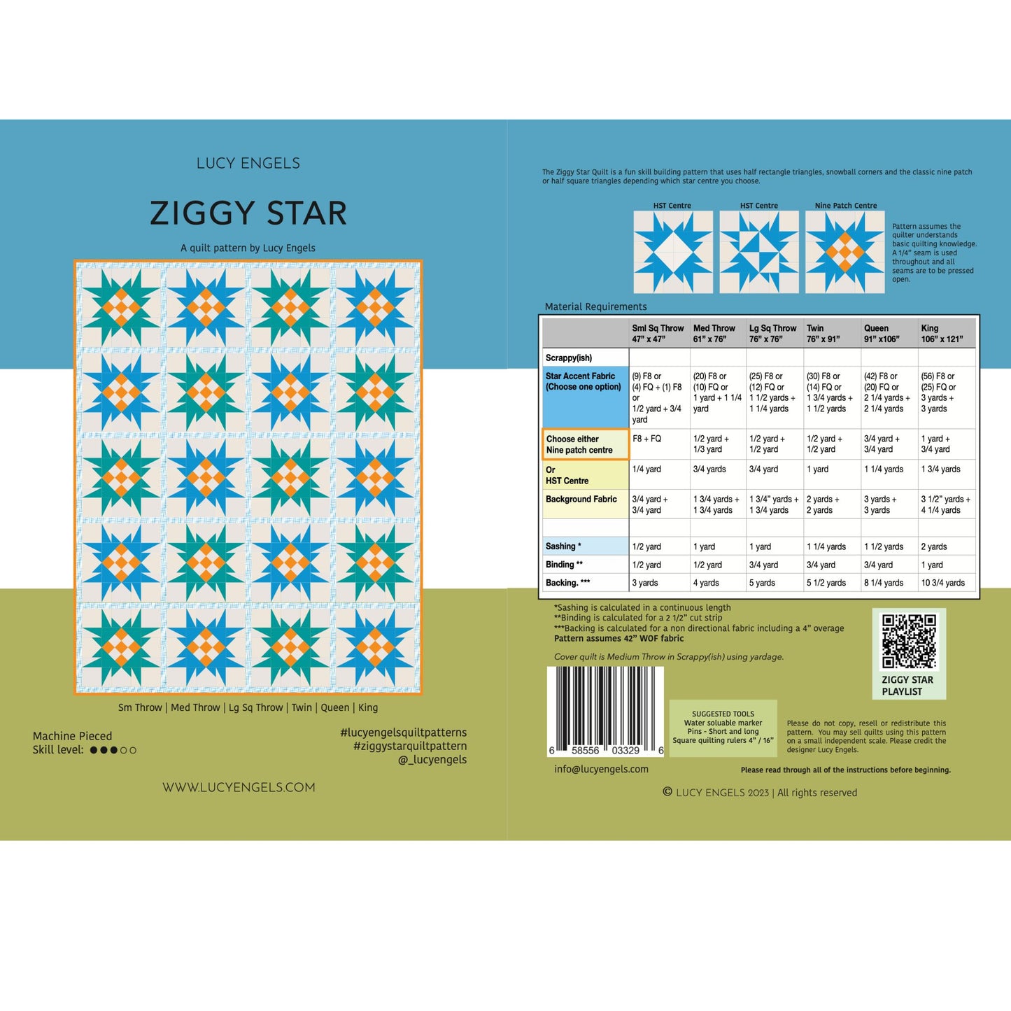 Ziggy Star Quilt Pattern - Printed