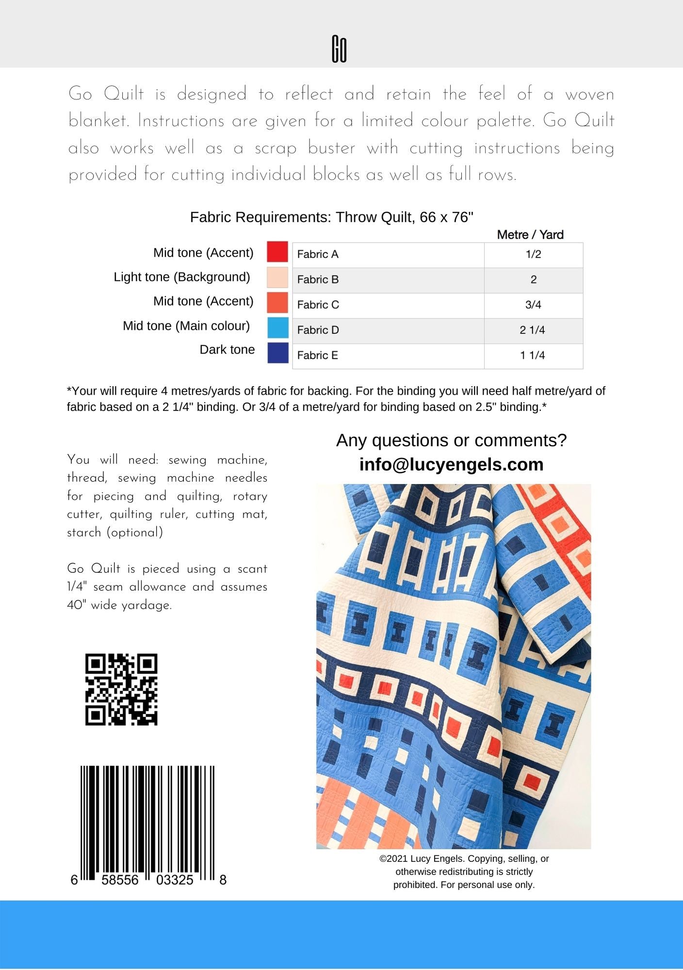 Go Quilt - Paper Pattern